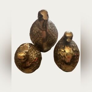 Vintage Solid Brass Quail Set of 3